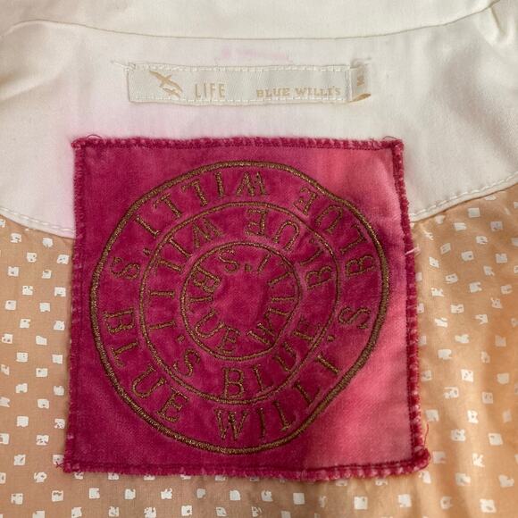 Blue Willi's Life Jacket Women M Cream Studs Embroidered Coat of Arms Style Back - Picture 5 of 13
